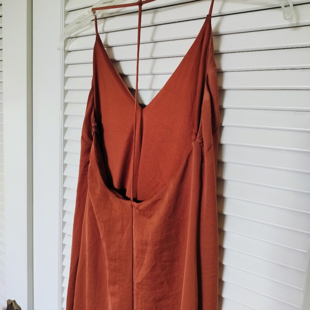 4SI3NNA Women's T-Strap Copper Dress Size Zip Back Slit Size Small - Picture 7 of 8